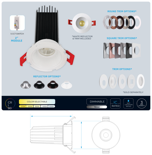 LED SPOTLIGHT-CANLESS DEEP REGRESSED INTERCHANGEABLE TRIM